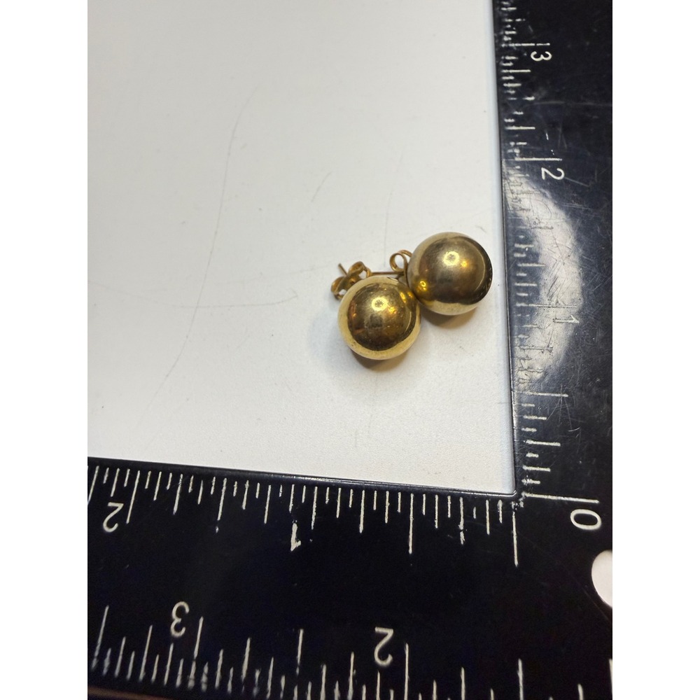 Gold Tone Ball Stud Earrings Classic Minimalist Round Spherical Jewelry